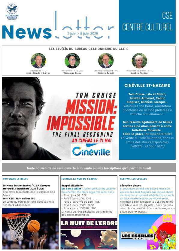 Newsletter du 2 au 8 juin 2025