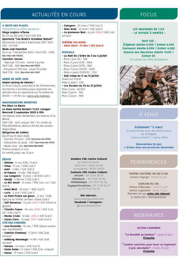 Newsletter du 9 au 15 juin 2025