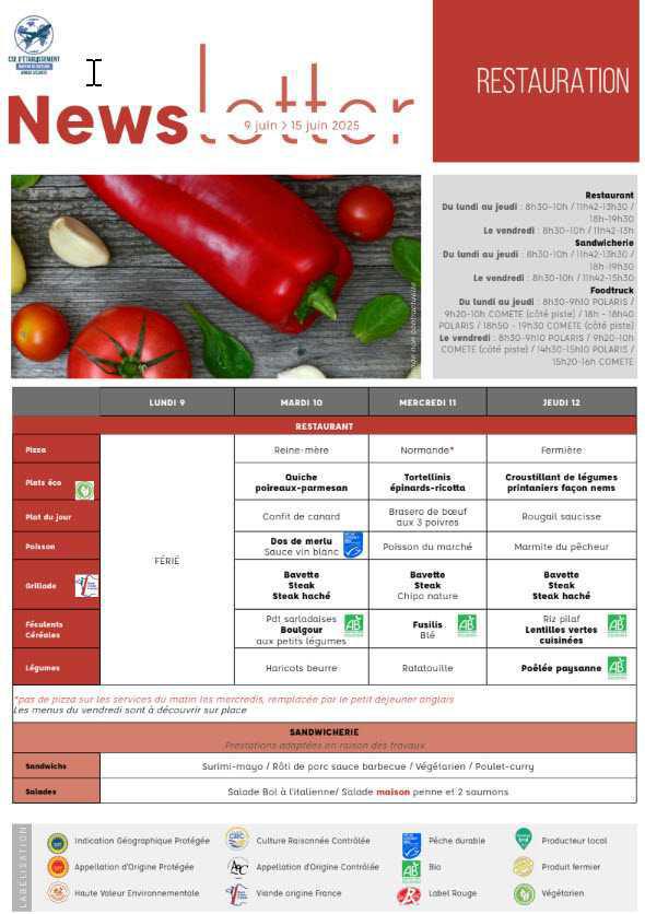 Newsletter du 9 au 15 juin 2025