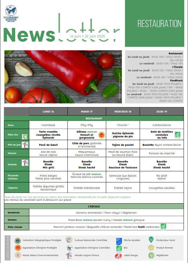 Newsletter du 16 au 20 juin 2025.