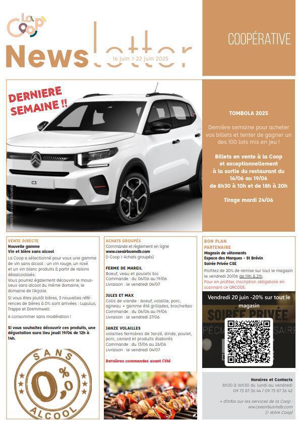 Newsletter du 16 au 20 juin 2025.