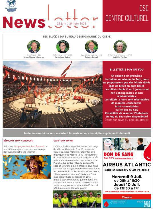 Newsletter du 23 au 27 Juin 2025.