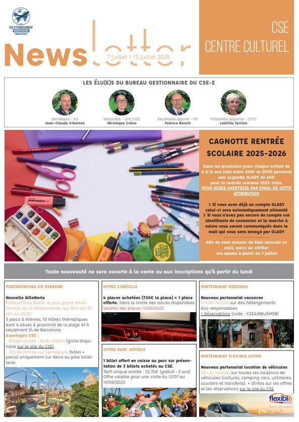 Newsletter du 7 au 11 juillet 2025.