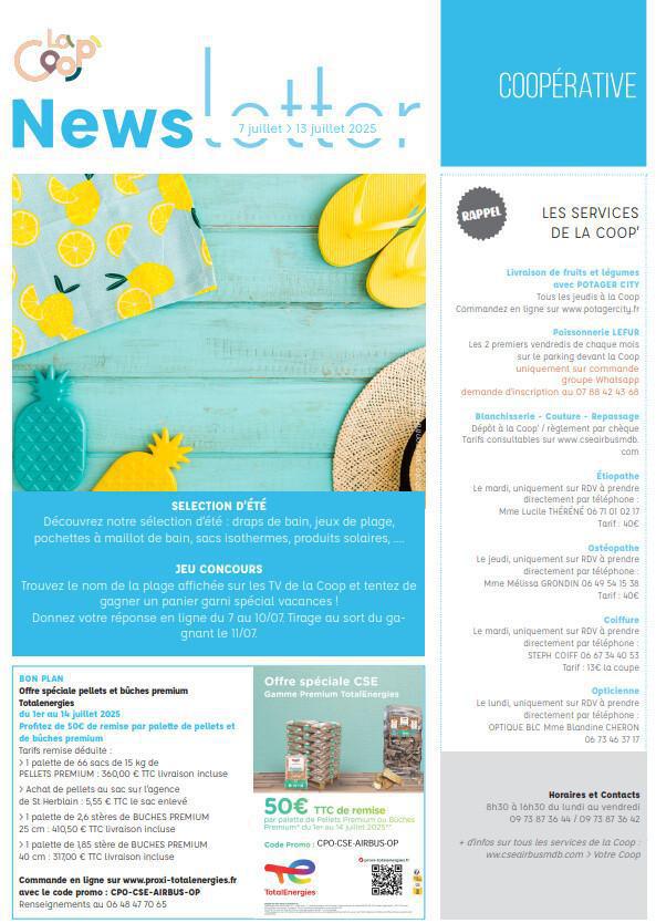 Newsletter du 7 au 11 juillet 2025.