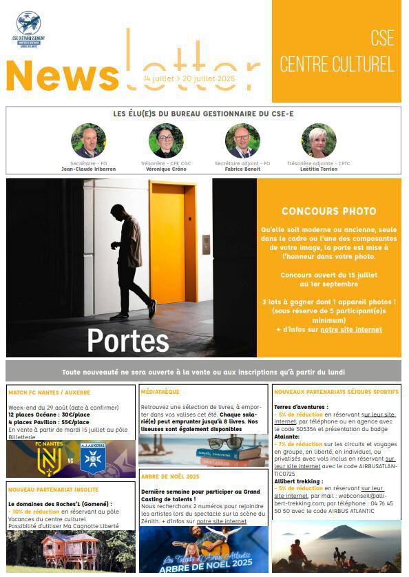 Newsletter du 14 au 18 Juillet 2025.
