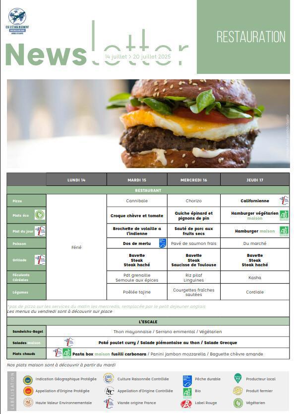 Newsletter du 14 au 18 Juillet 2025.