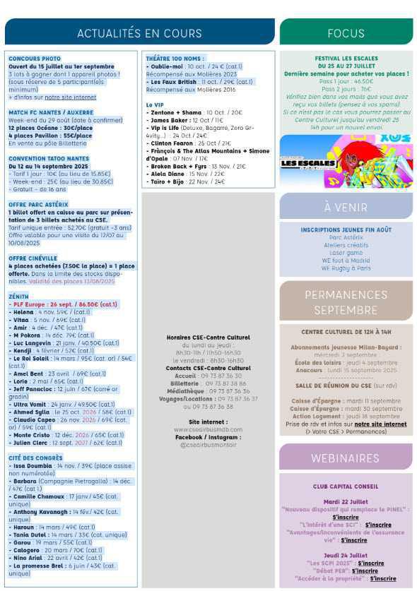 Newsletter du 21 au 27 juillet 2025