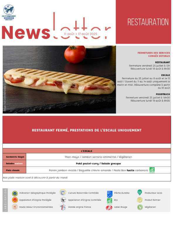 Newsletter du 28 juillet au 24 août 2025