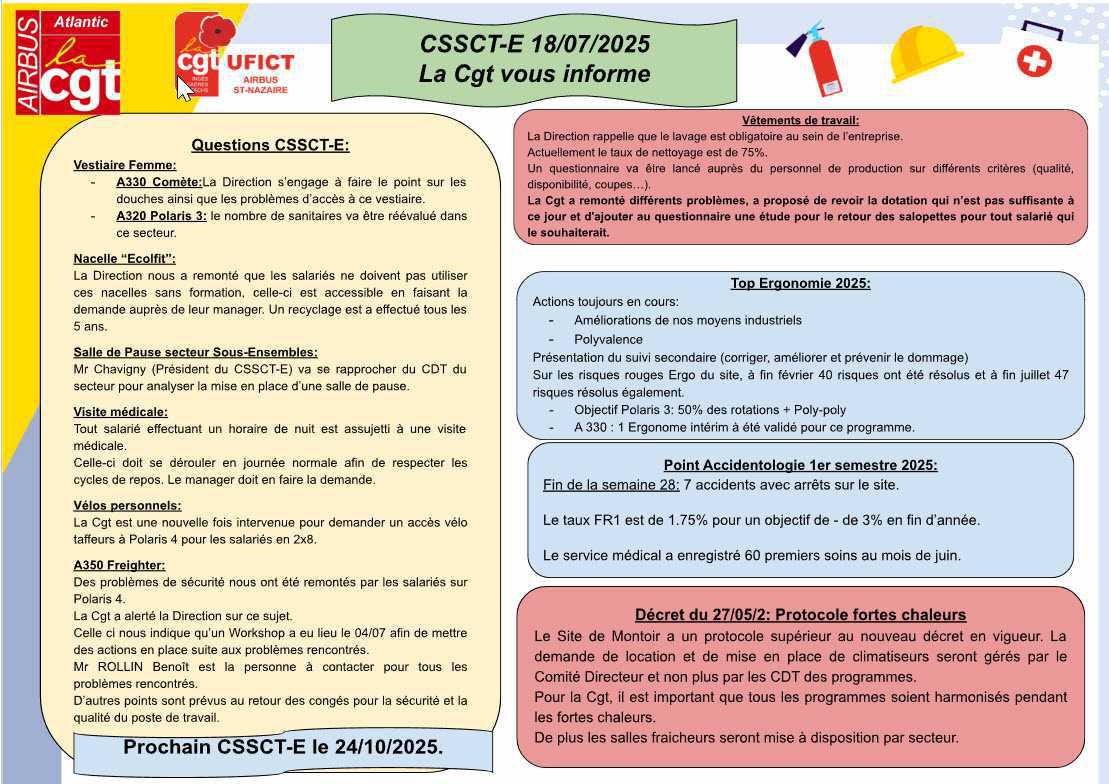 Compte rendu du CSSCT-E du 18 juillet 2025