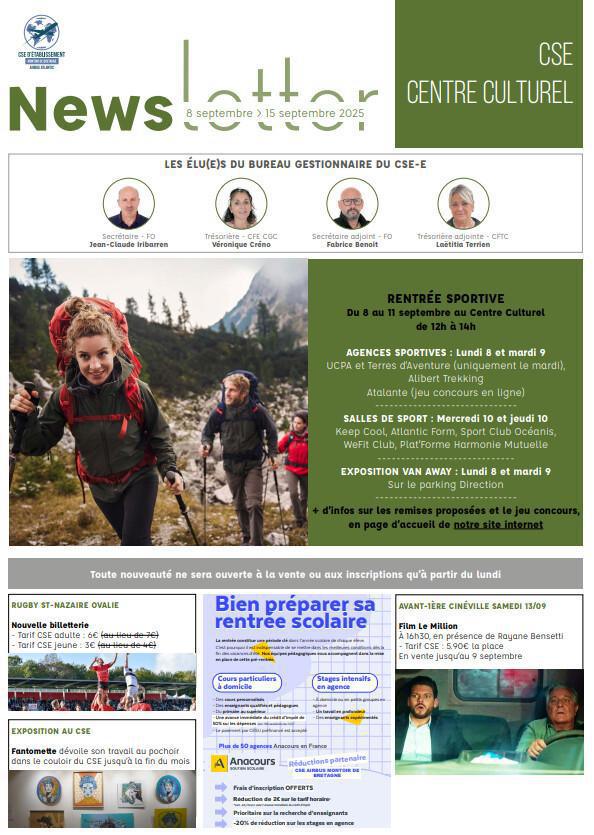 Newsletter du 8 au 12 septembre 2025.