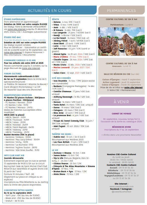 Newsletter du 8 au 12 septembre 2025.