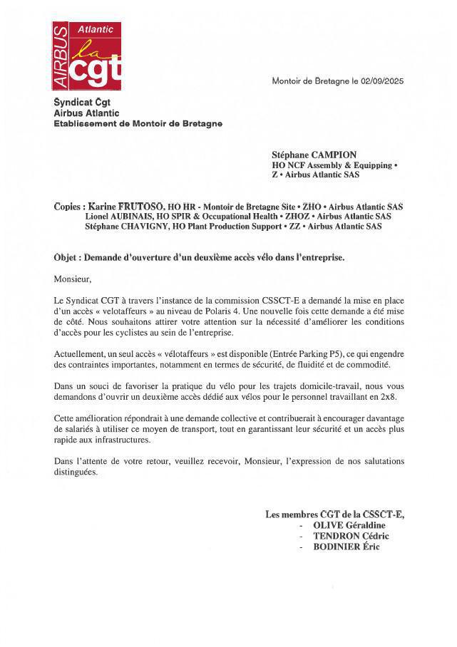 Courrier à la Direction