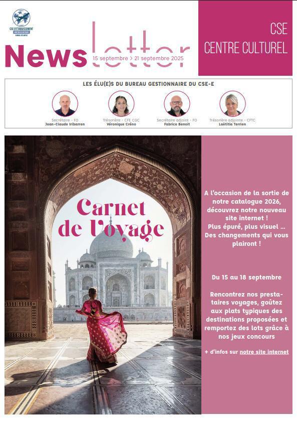 Newsletter du 15 au 19 Septembre 2025.