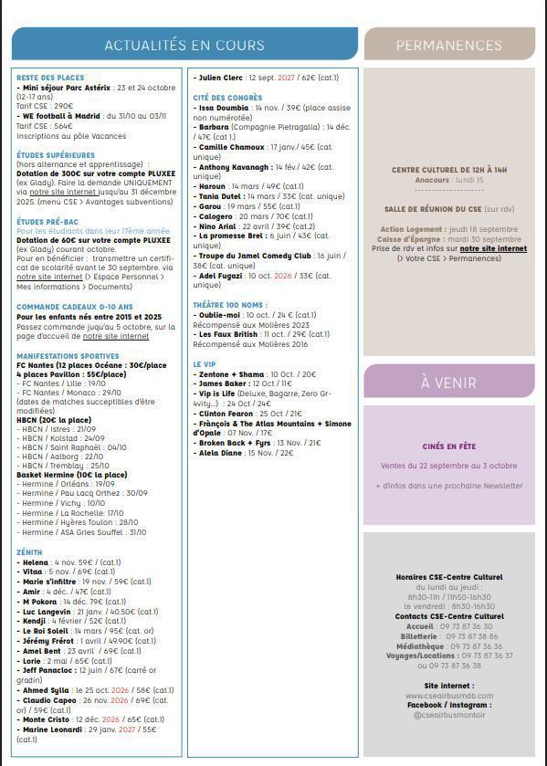 Newsletter du 15 au 19 Septembre 2025.