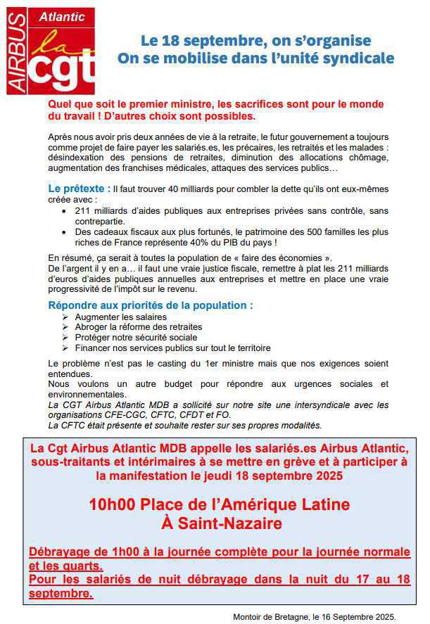 18 septembre : Toutes et tous en grève
