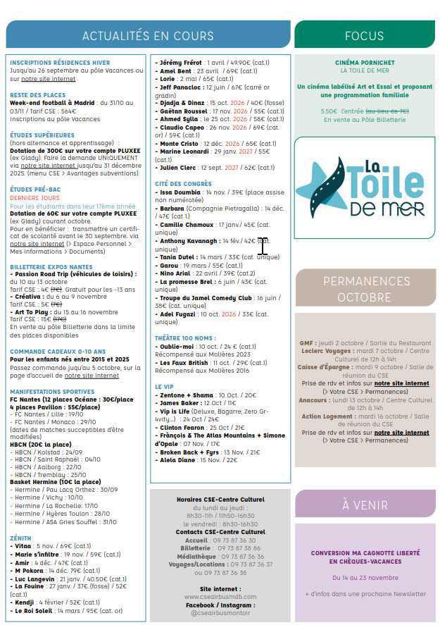 Newsletter du 22 au 28 septembre 2025
