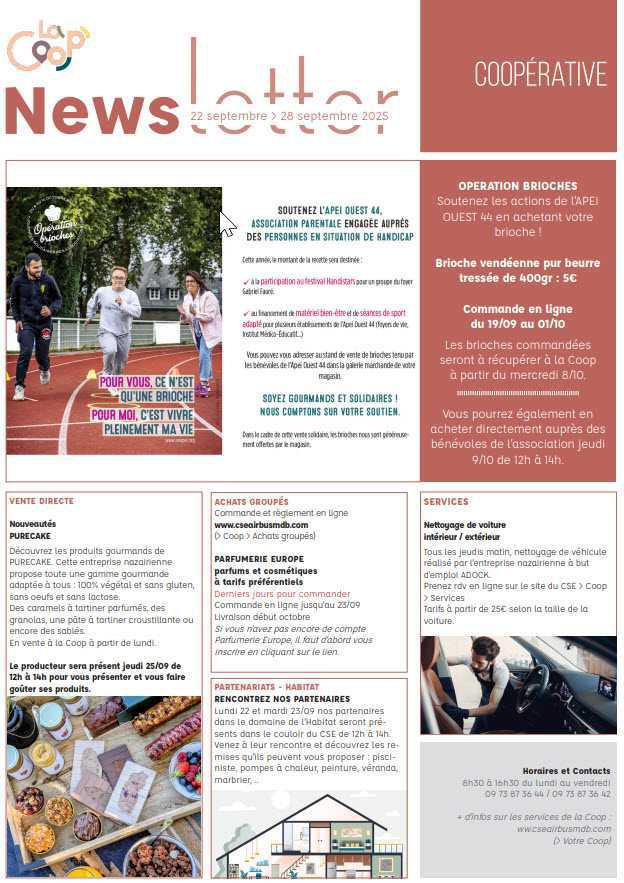 Newsletter du 22 au 28 septembre 2025