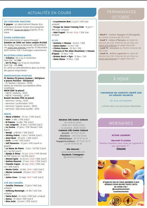 Newsletter du 6 au 10 Octobre 2025.