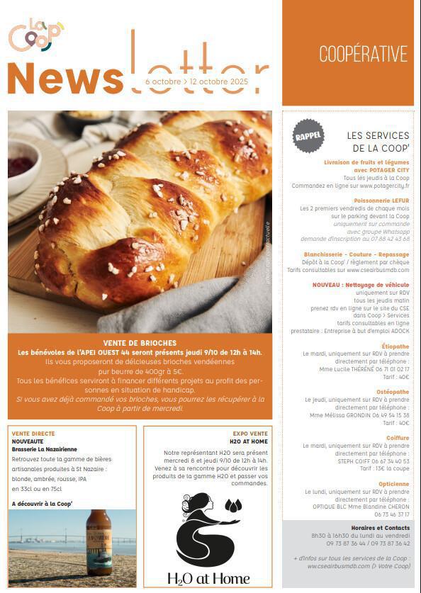 Newsletter du 6 au 10 Octobre 2025.