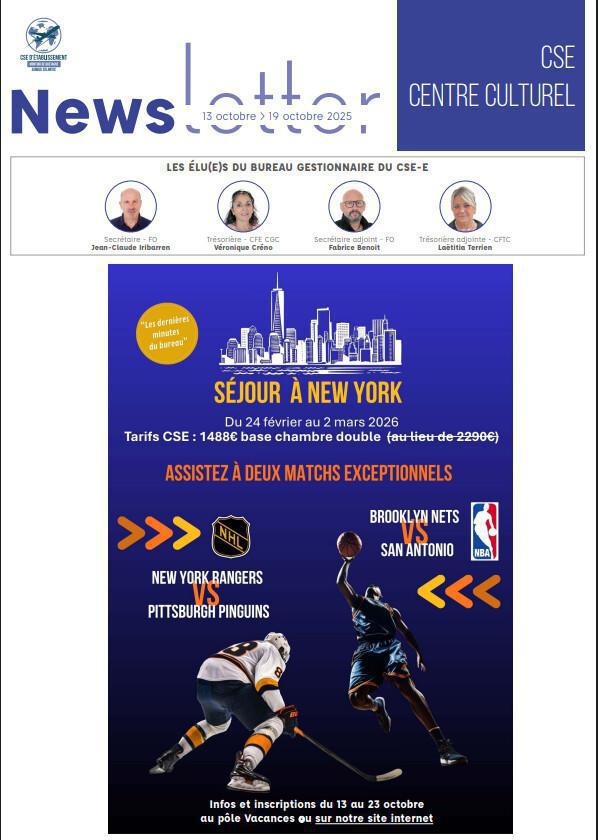 Newsletter du 13 au 17 octobre 2025.