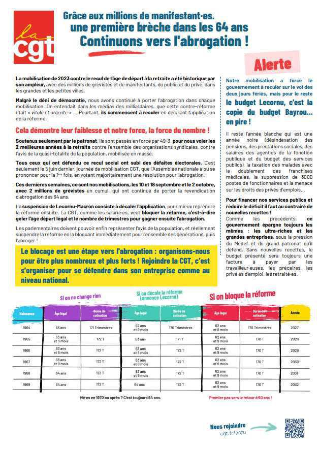 RETRAITES : Continuons vers l'abrogation