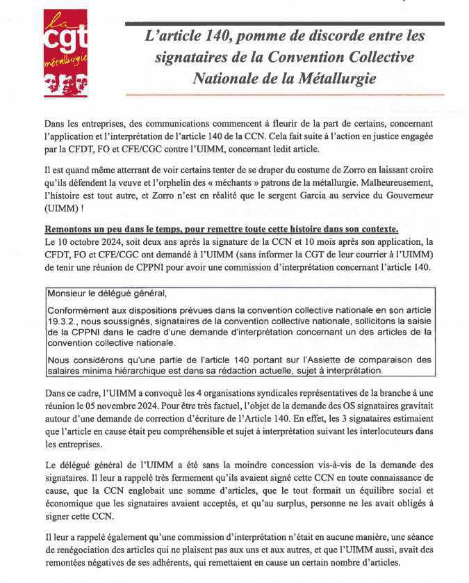 Article 140 : Convention Collective Nationale