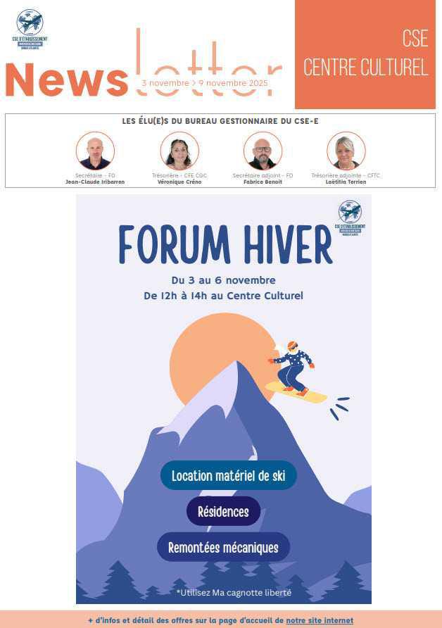 Newsletter du 3 au 9 Novembre 2025