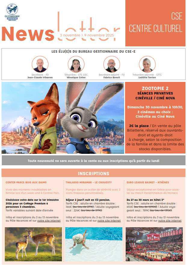 Newsletter du 3 au 9 Novembre 2025