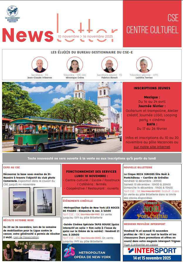Newsletter du 10 au 16 novembre 2025