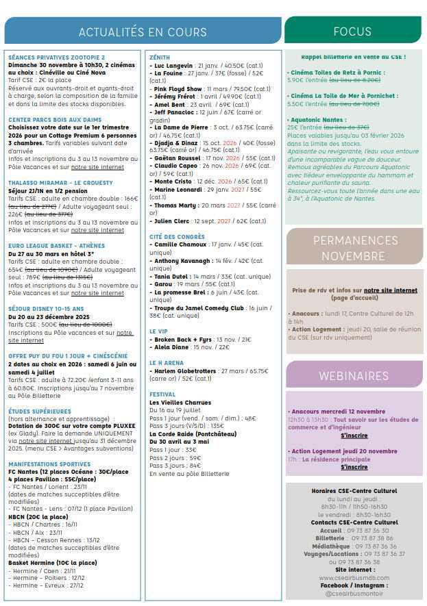 Newsletter du 10 au 16 novembre 2025