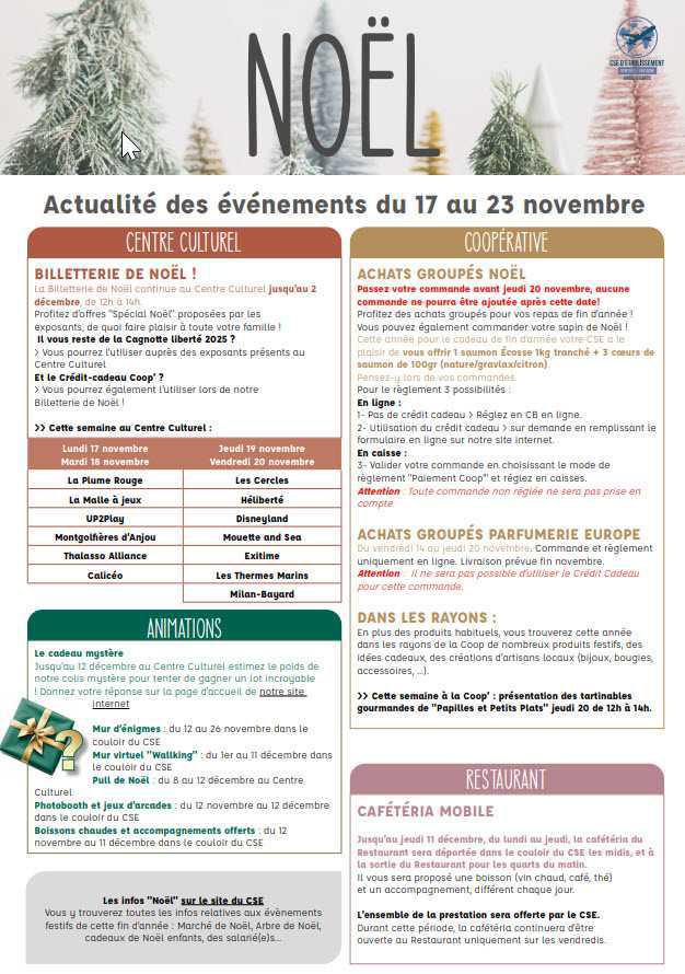 Newsletter du 17 au 23 Novembre 2025