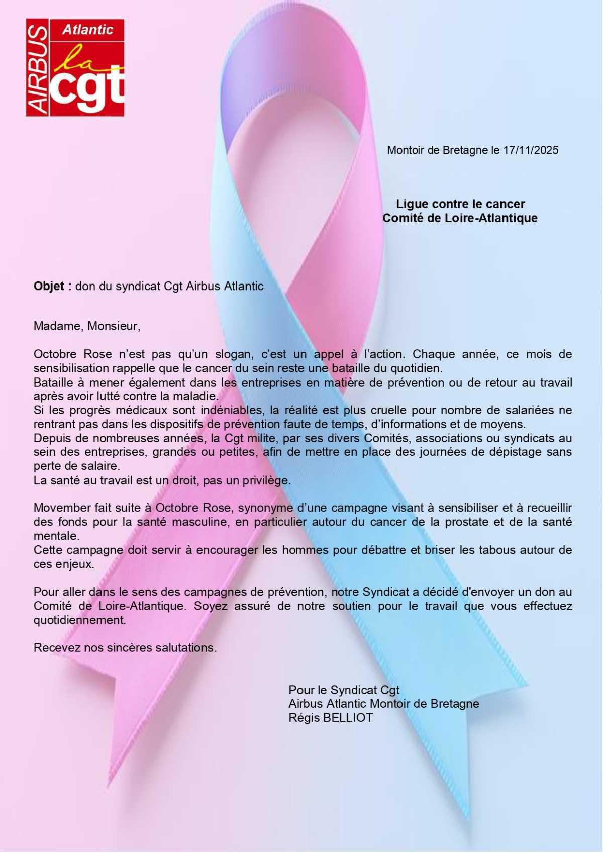 Ligue contre le cancer "octobre rose / movembre"