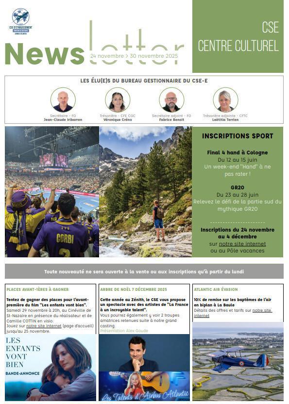 Newsletter du 24 au 28 Novembre 2025.