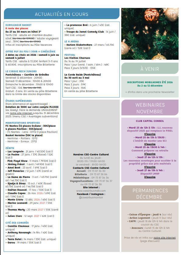 Newsletter du 24 au 28 Novembre 2025.