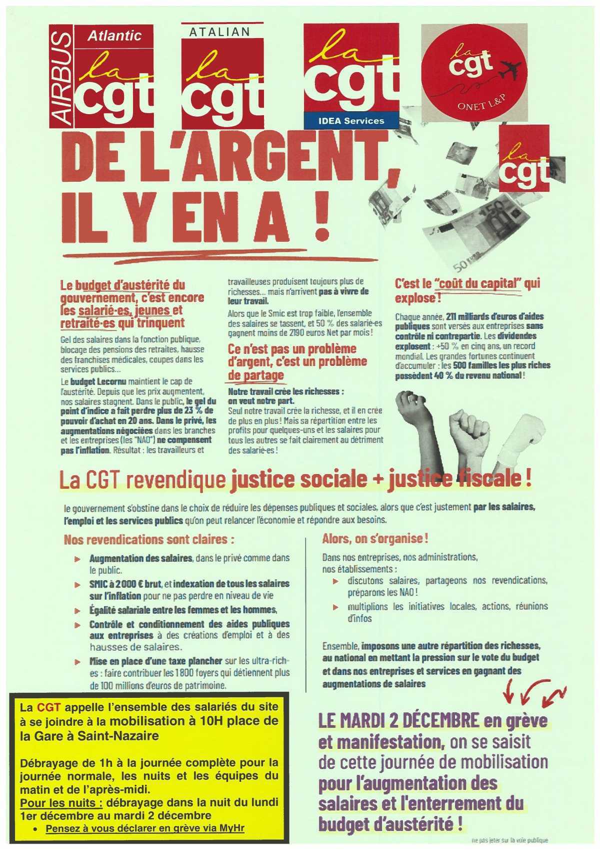 Mardi 2 décembre mobilisation pour la justice sociale et la justice fiscale