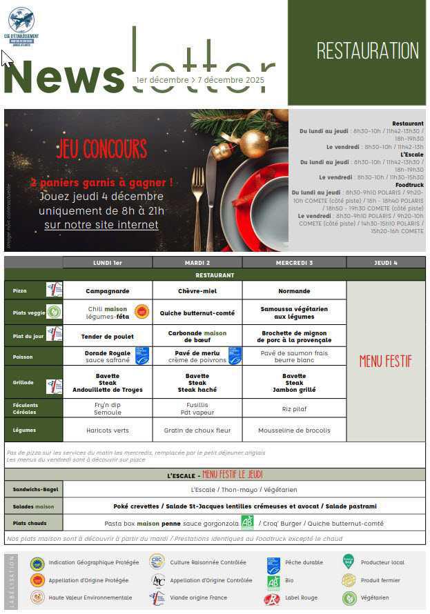 Newsletter du 1er au 7 décembre 2025