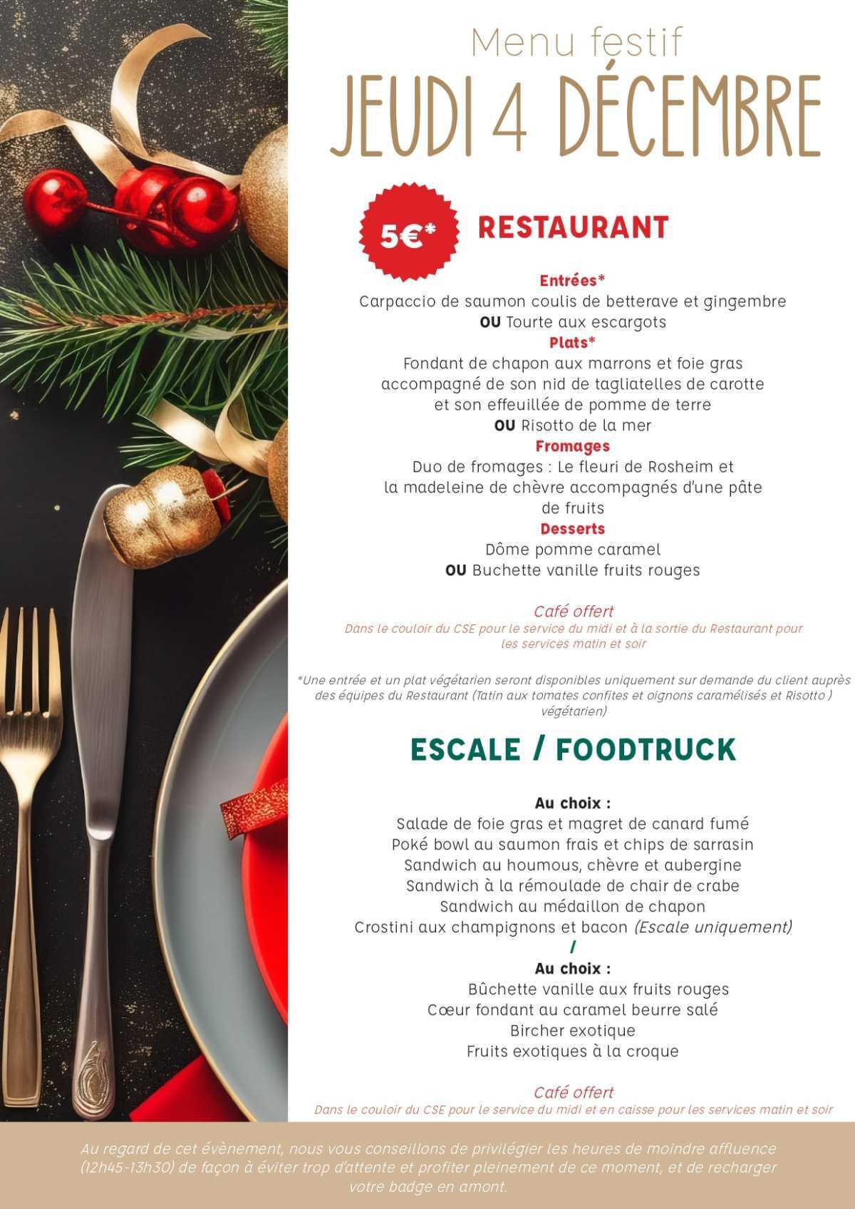 Menu noel 5 decembre
