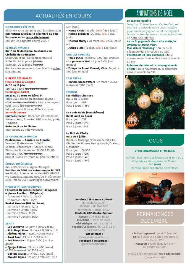 Newsletter du 8 au 14 décembre 2025