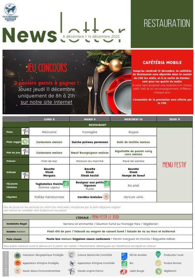 Newsletter du 8 au 14 décembre 2025