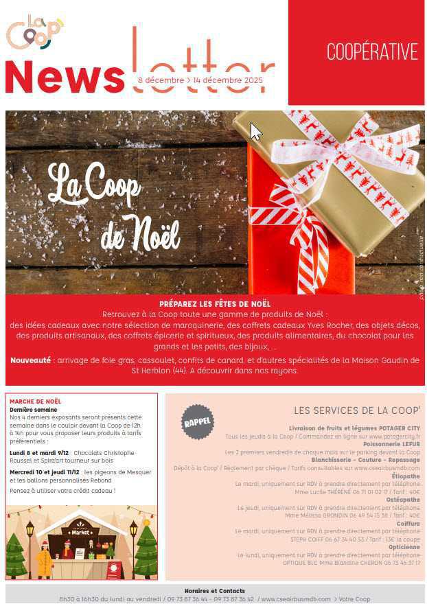 Newsletter du 8 au 14 décembre 2025