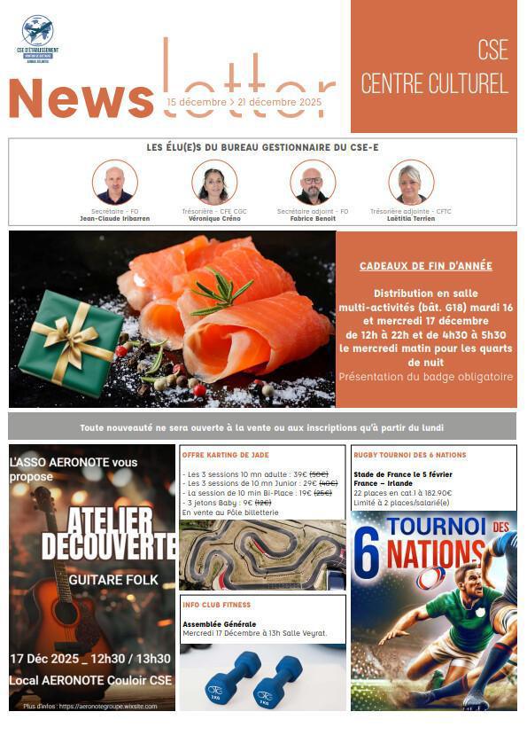 Newsletter du 15 au 19 décembre 2025.