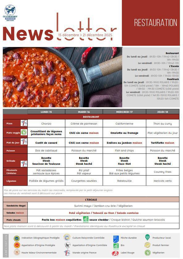Newsletter du 15 au 19 décembre 2025.