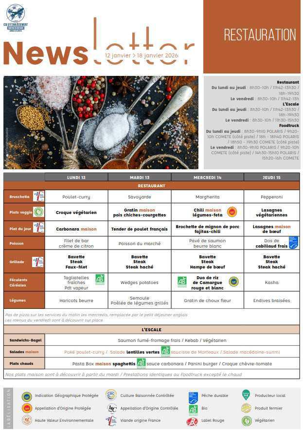 Newsletter du 12 au 18 janvier 2026