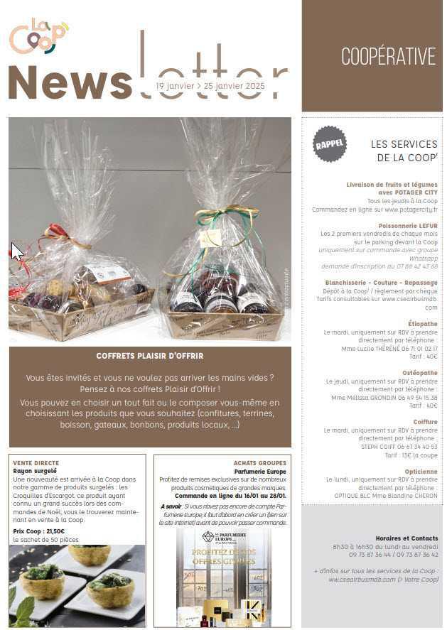 Newsletter du 19 au 25 janvier 2026