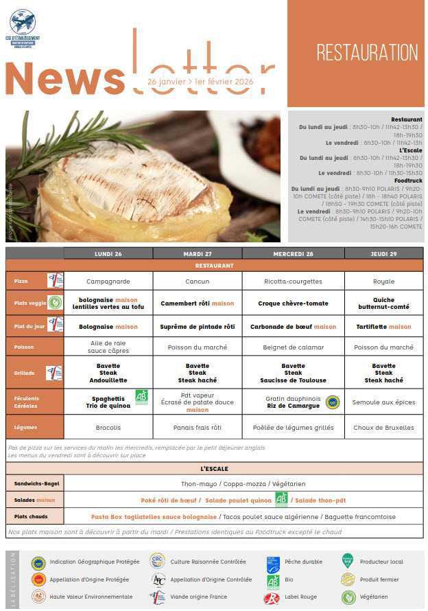 Newsletter du 26 janvier au 1er février 2026