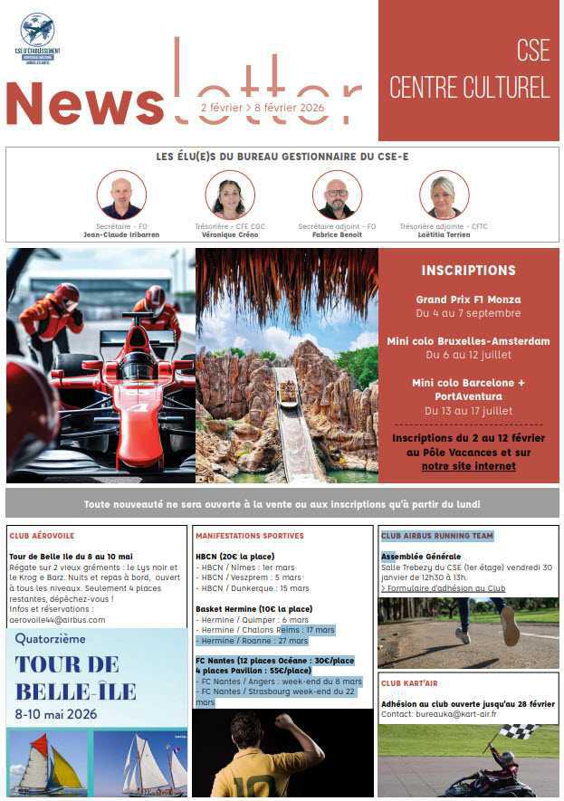 Newsletter du 2 au 8 février 2026