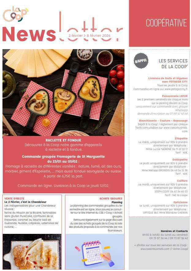 Newsletter du 2 au 8 février 2026