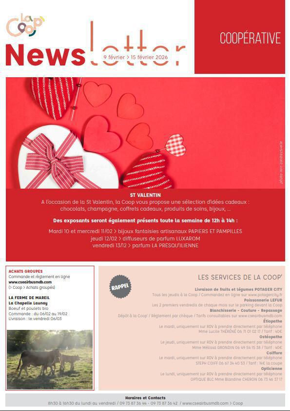 Newsletter du 09 au 13 février 2026