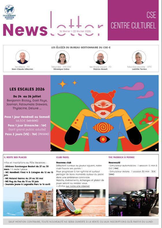 Newsletter du 16 au 20 février 2026.