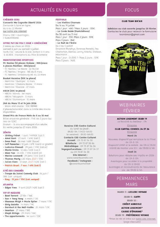 Newsletter du 16 au 20 février 2026.